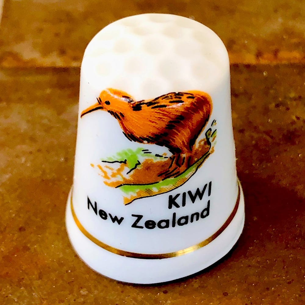 New Zealand Kiwi Porcelain Souvenir Sewing Thimble